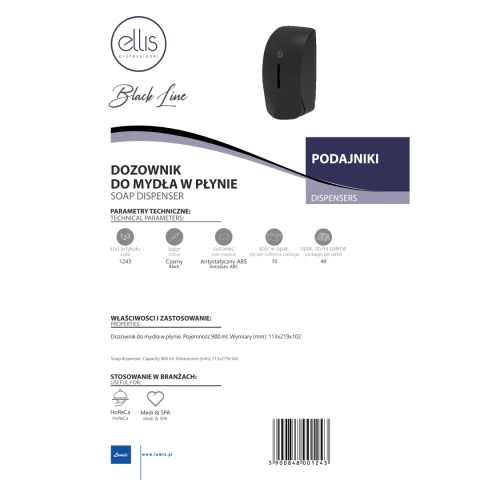 Dozownik do mydła w płynie LAMIX Ellis BLACKLINE 900ml