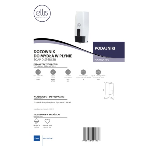 Dozownik do mydła w płynie LAMIX Ellis Professional 1000 ml