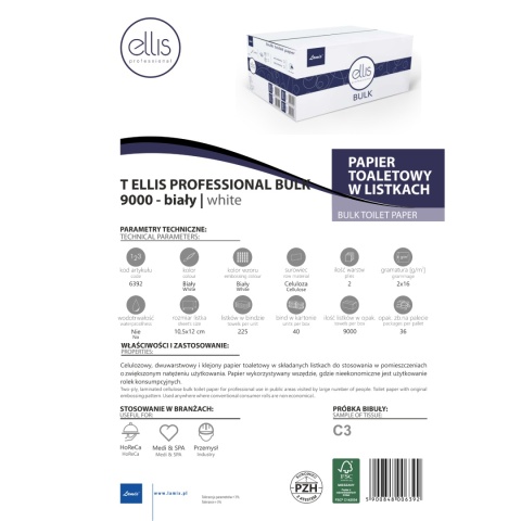 Papier toaletowy LAMIX Ellis Professional BULK 9000 listek rozmiar S