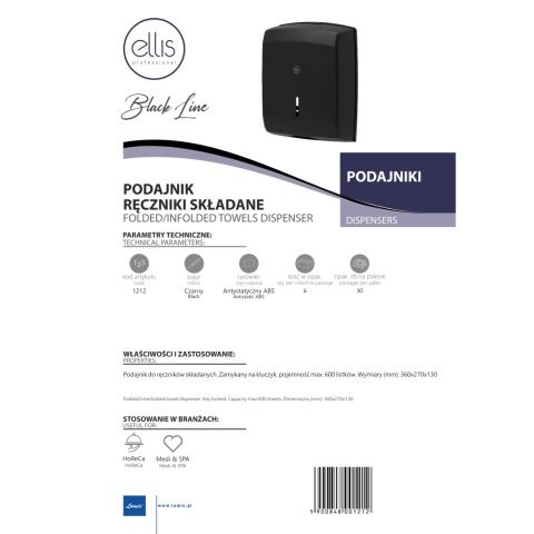Podajnik do ręczników składanych LAMIX Ellis BLACKLINE