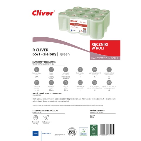 Ręcznik Papierowy LAMIX CLIVER R65/1 Zielony 12 szt.