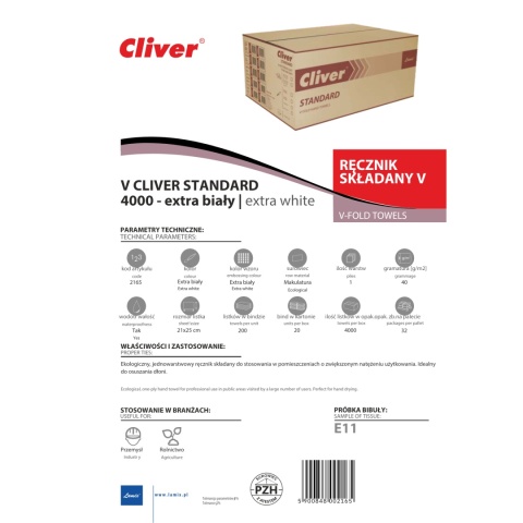 Ręcznik składany LAMIX CLIVER STANDARD V 4000 Extra Biały